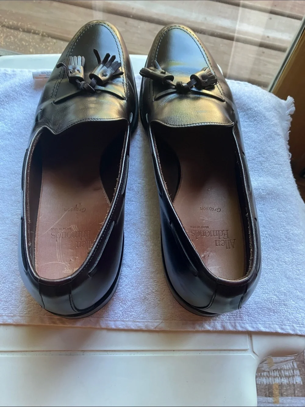 Allen Edmonds Men’s Sz 11 Grayson Tassel Burgundy Slip on Loafers made in USA